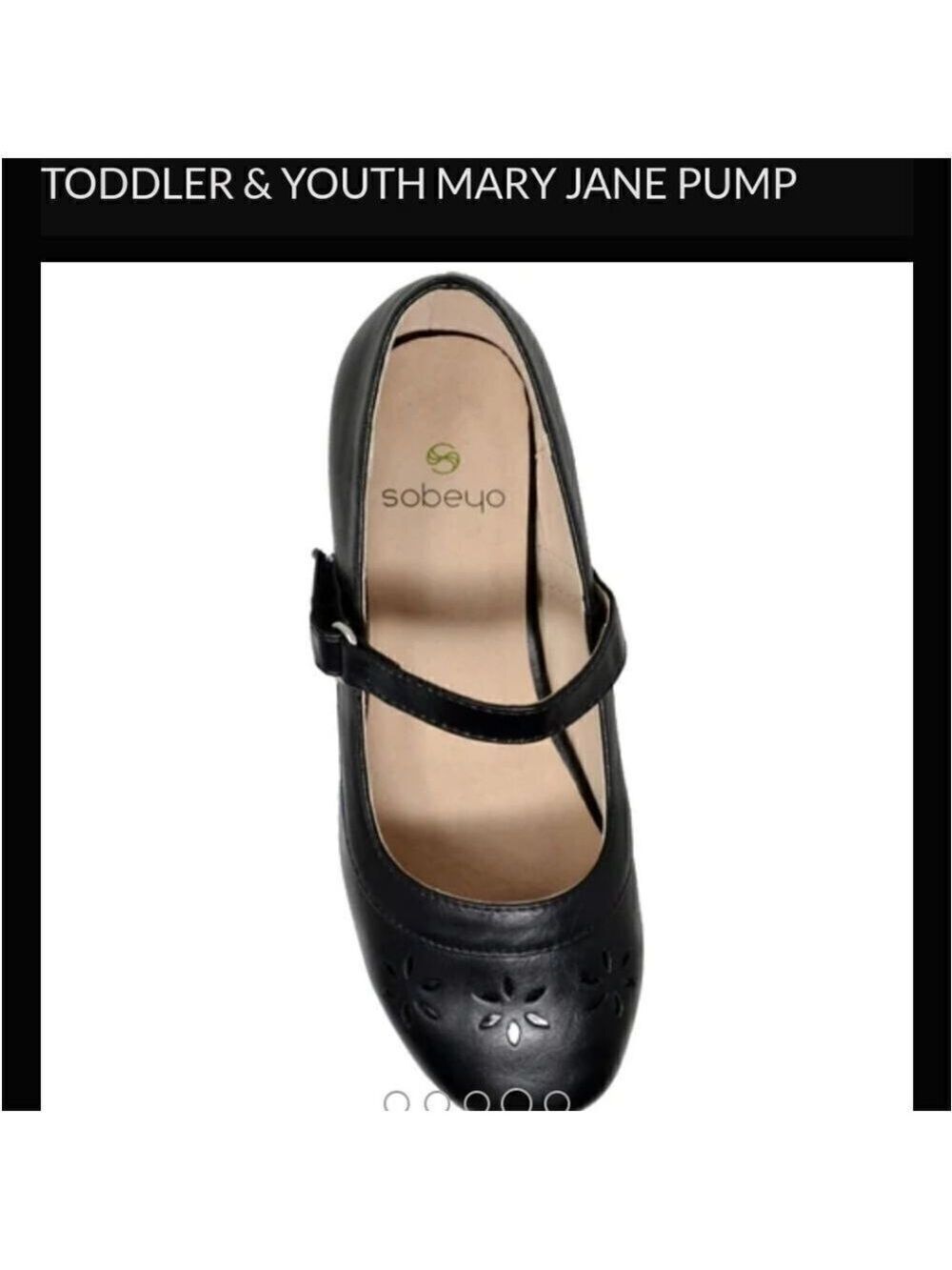 NWOT SOBEY Kids Dress Shoes Mary Jane Girls Low Heel Closed Toe Flowers Cut Out - Picture 4 of 14